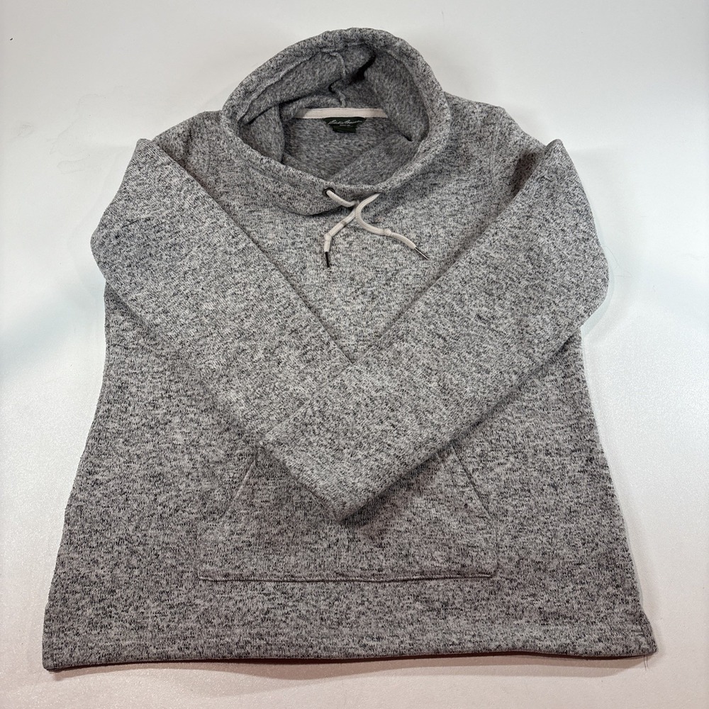 Eddie Bauer Sweatshirt Womens Large Fleece Mock Turtleneck Shirt Gray